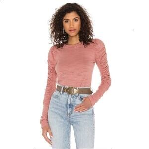 Free People Blush Pink Natasha Ruched Long Sleeve Top Sz.XS NWT